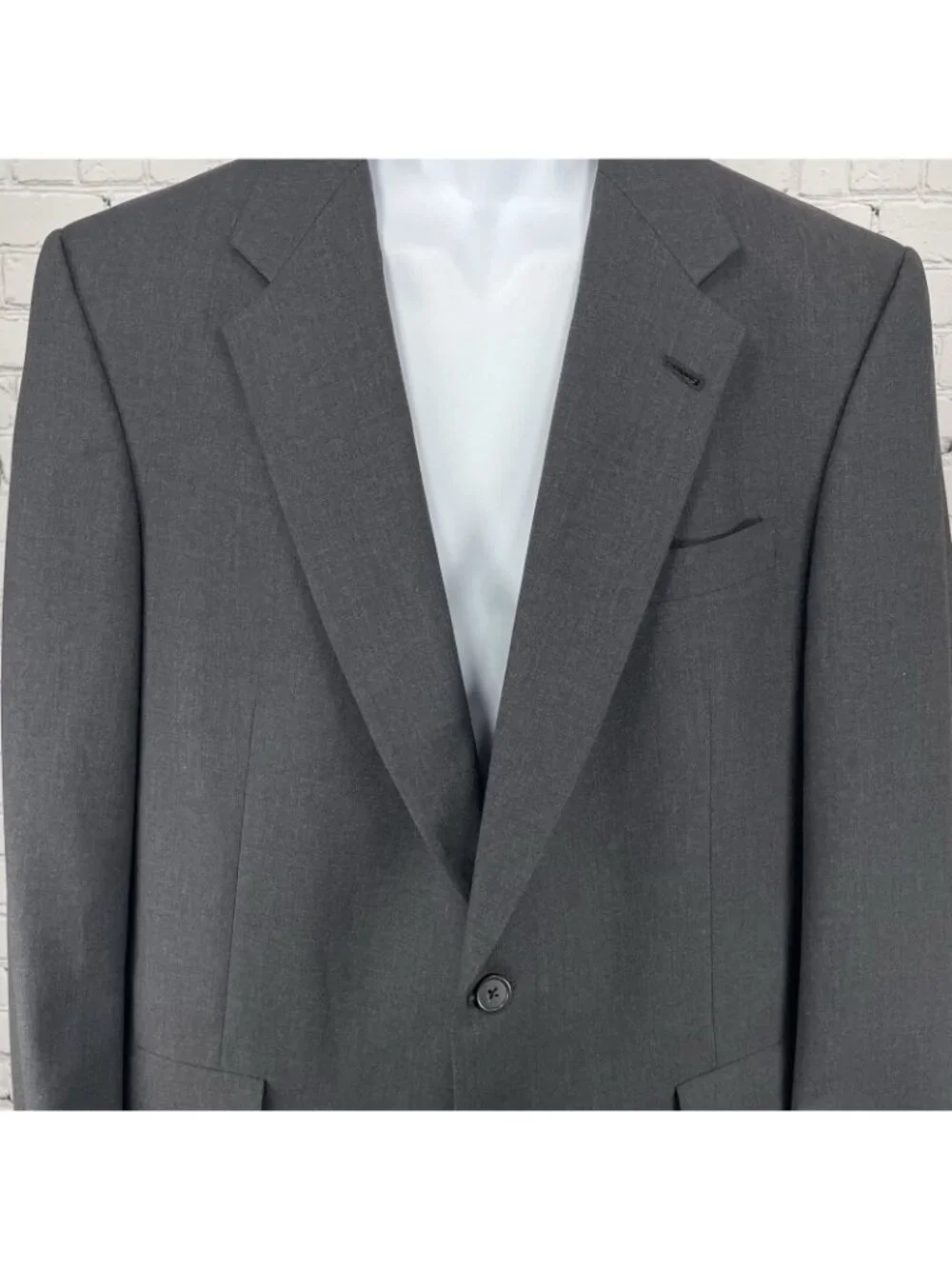 Hart Schaffner Marx Dark Grey Wool 100’s 2 Button Blazer Sport Coat USA Size 42L